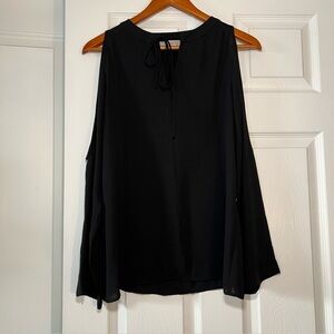 LOFT Sheer Cold Shoulder Long Sleeve Tunic Blouse